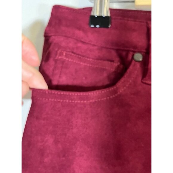 Coldwater Creek Suede Pant 12 Red Wide Leg Festive Classic Chic Preppy Holiday - Picture 6 of 11